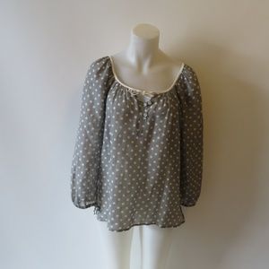 ACCOSTAGES POLKA-DOT SHEER BLOUSE 3/FR (M/US) *